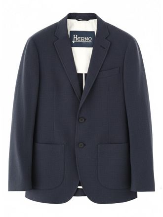 Herno Blue Linen-Blend Tailored Blazer