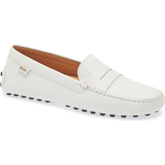 Tod's Penny Loafer Driving Shoe in Bianco Calce at Nordstrom, Size 9.5Us