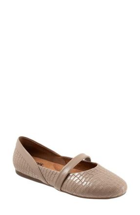 Softwalk Samara Mary Jane Flat in Taupe Croco at Nordstrom, Size 10.5