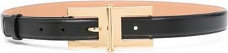 Elisabetta Franchi Cintura in pelle con fibbia logata - Nero