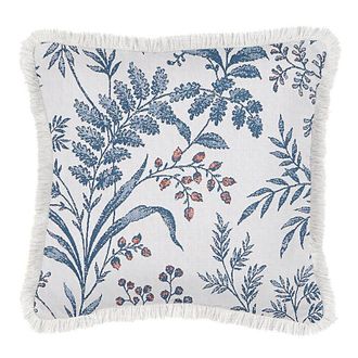 Ballard Designs Marielle Sapphire Sunbrella Fringed Outdoor Pillow - 16 x 16 - Ballard Designs