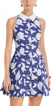 Milly Maxine Floral Mini Dress In Blue/white