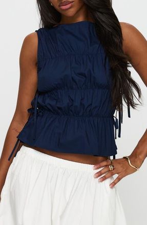 Princess Polly Endless Side Tie Cotton Tank in Navy at Nordstrom, Size 4