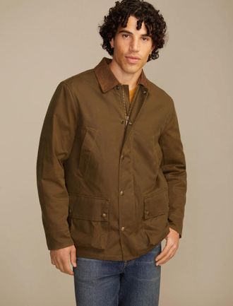 Lucky Brand Mens Corduroy Collar Waxed Barn Jacket