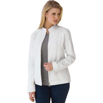 Jessica London Zip Front Leather Jacket in White at Nordstrom, Size 32