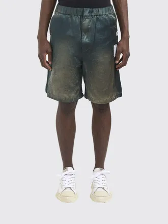 Miharayasuhiro Shorts jogging in cotone con stampa astratta e effetto usurato