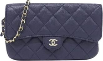 Chanel Pre-owned Timeless Classic Caviar Skin Phone Case - Dames - Vintage Mini Tas - Blauw - ONE Size - Leer - Vintage