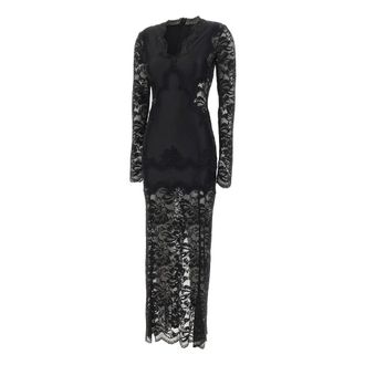 Paco Rabanne Midi Dresses, female, Black, Size: XS Long lace dress