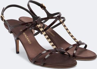 Ferragamo Tiane croc-effect embellished leather sandals