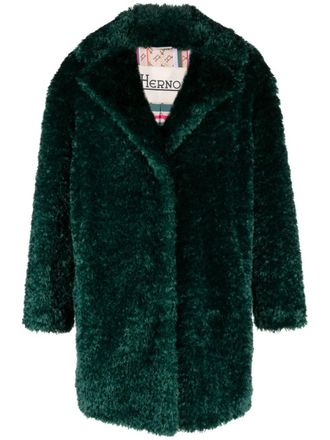 Herno faux-fur coat - women - Acetate/Polyester/Polyester - 46 - Green