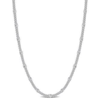 Amour Double Curb Link Chain Necklace In Sterling Silver, 16 In