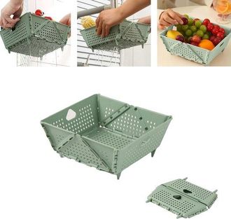 No Brand Colador De Cocina Plegable Y Cesta De Almacenamiento Para Verduras Y Frutas (verde)