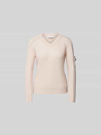 Victoria Beckham Pullover mit gerippten Abschl&uuml;ssen in Hellrosa, Gr&ouml;&szlig;e L