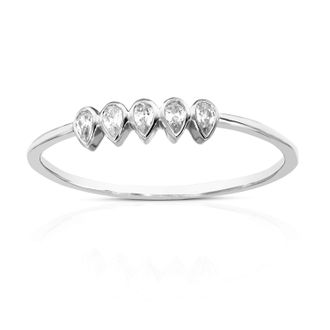 Vir Jewels 1/2 cttw Pear Lab Grown Diamond 5 Stone Engagement Ring in 14K White Gold For Women
