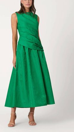 Shoshanna Gabrielle Midi Dress In Vibrant Green