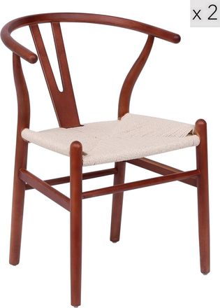 Nordlys Set 2 sillas escandinavas en madera y cuerda