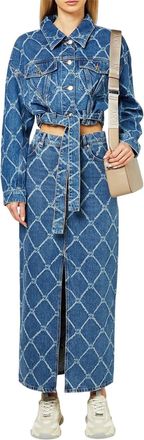 HUGO BOSS Hugo Dames/Dames Denim Slim Maxi Rok (Blauw)
