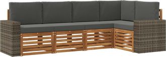 vidaXL Conjunto De Sof&aacute;s De Exterior 5 Uds. Natural Y Antracita Vidaxl