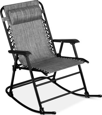 Best Choice Products Folding Outdoor Zero Gravity Rocking Lounge Chair w/ Headrest Pillow