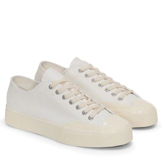 Superga Mens Unisex Adult 2432 Works Cotton Canvas Low Cut Trainers (White/Off White) - Size UK 9.5