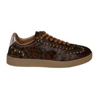 Gioseppo 80209 Animal Print Leren Sneakers met Studs - Dames - Schoenen - Bruin - Maat: 40 EU Leer