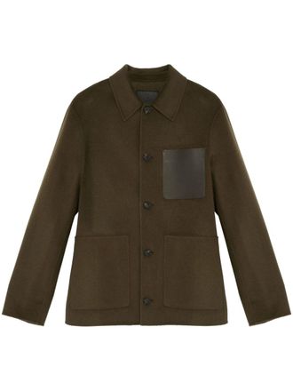 Yves Salomon chest-pocket shirt jacket - men - Cashmere/Lamb Skin/Organic Wool - 54 - Green