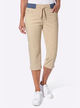 Casual Looks Caprijeans CASUAL LOOKS, Damen, Gr. 36, Normalgr&ouml;ssen, sand, 98% Baumwolle, 2% Elasthan, unifarben, 3/4-L&auml;nge, Jeans Caprijeans