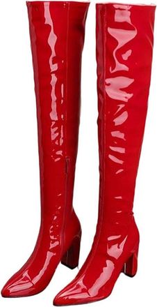 Generic Womens Over Knee Boots Toe Zipper Square Heel Thick Heel Casual Winter Long Boot