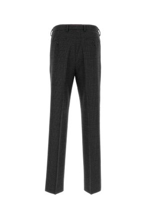Prada Mens Embroidered Wool Pant Antracite Pantaloni