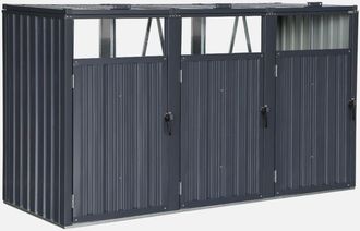 Sweeek Sweeek - Cubo De Basura De Acero Galvanizado Gris, Escaut, Gris, 219x82x124 Cm