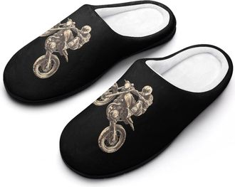 Generic Dirt Motorcycle Mountain Biking Mens Slippers Slip On Comfortable Fleece Cotton House Shoes Winter