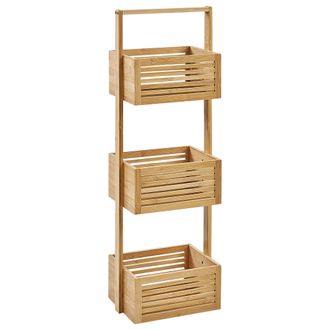 Beliani Beliani - Estanter&iacute;a De Ba&ntilde;o Baja 3 Estantes Almacenaje De Ba&ntilde;o Bamb&uacute; Madera Clara Waverly