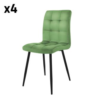 ML Design Lote de 4 sillas de metal, verde