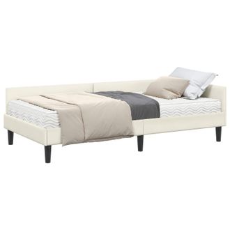 vidaXL Estructura De Cama Esquina Con Colch&oacute;n 2 Uds. Crema 90 X 190 Cm Vidaxl