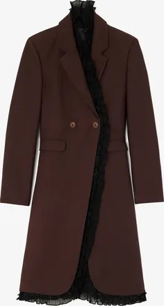 Ganni Brown Long Blazer in Wool - Size 2 Viscose