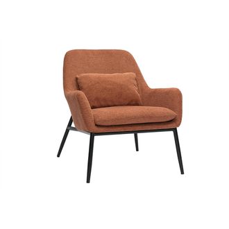 Miliboo Miliboo - Sill&oacute;n Moderno De Tejido Efecto Aterciopelado Terracota Y Metal Negro Maxine