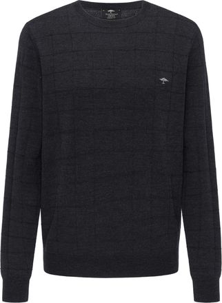 Fynch-Hatton Fynch Hatton Mens Merino Wool Crew Neck Jumper - 1220-856 995 - Black (XL)