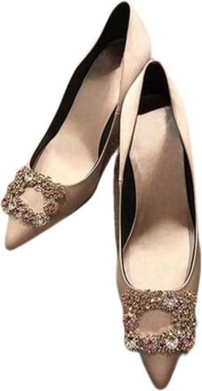 Generic French Banquet High Heels Womens Fine Heel,Champagne,5.5 UK