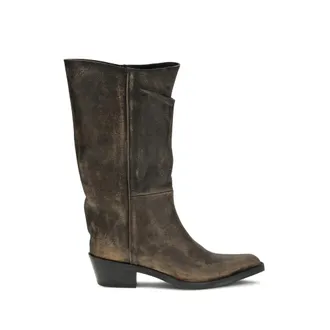 Khaite Pointed-Toe Slouchy Leather Boot - Brown