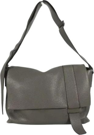 Herm&egrave;s Pre-owned Leather crossbody-bags - Dames - Vintage Schoudertas - Grijs - ONE Size - Vintage