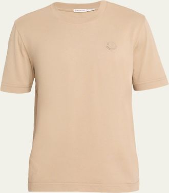Moncler Mens Leather Logo Crewneck T-Shirt