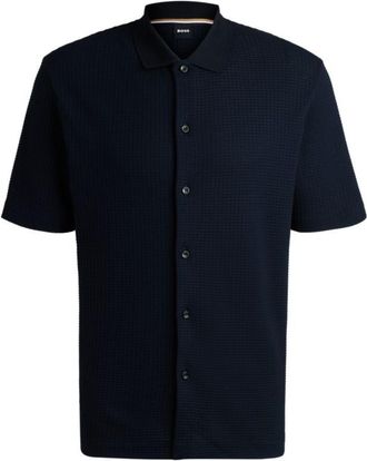 BOSS Regular-fit shirt in waffle cotton