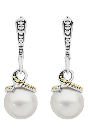 Lagos Luna Pearl Drop Earrings in Silver at Nordstrom