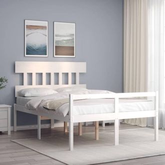 Berkfield Home Bed Frame with Headboard White 140x190 cm Solid Wood