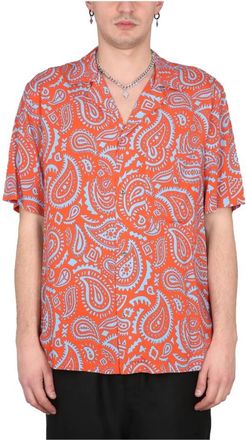 Marcelo Burlon Short Sleeve Shirts - Heren - Korte mouwen Overhemden - Rood - M - Overhemden