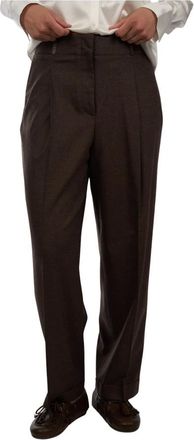 PESERICO Broeken, Dames, Bruin, L, Wol, Straight Broeken