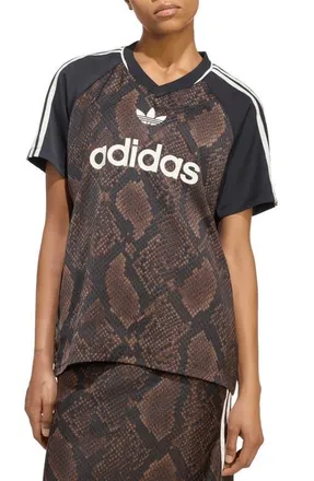 adidas Originals Faux-Snakeskin-Printed Jersey in Earth Strata/Aurora Coffee at Nordstrom, Size Xx-Small
