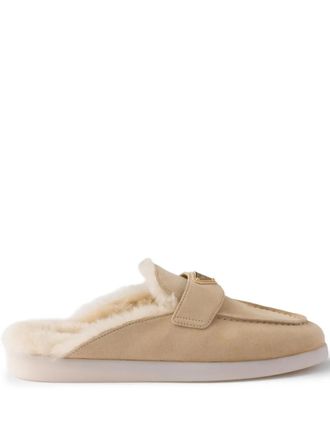 Prada suede shearling loafers - Neutrals