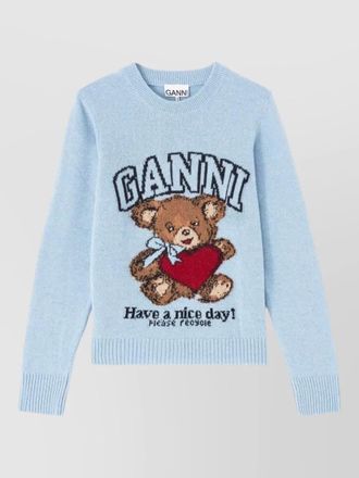Ganni ribbed wool graphic crewneck jumper