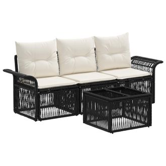 vidaXL Conjunto De Sof&aacute;s De Jard&iacute;n 4 Pcs Negro Rat&aacute;n Sint&eacute;tico Vidaxl